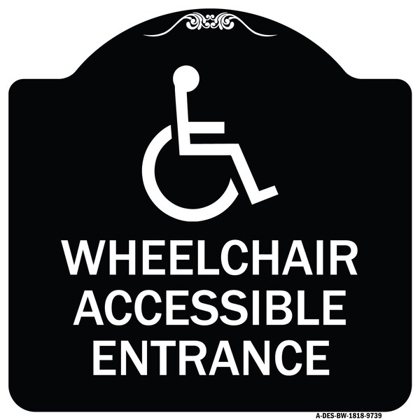 Designer Series-Wheelchair Accessible Entrance Black & White, 18" H, BW-1818-9739